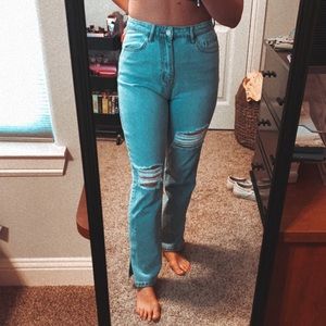 Misguided Split Hem High Waisted Jean